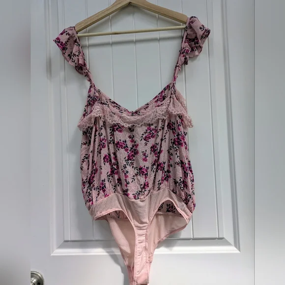Intimately Free People Pink Floral Bodysuit with Tie Front - Take It Away - Picture 9 of 10